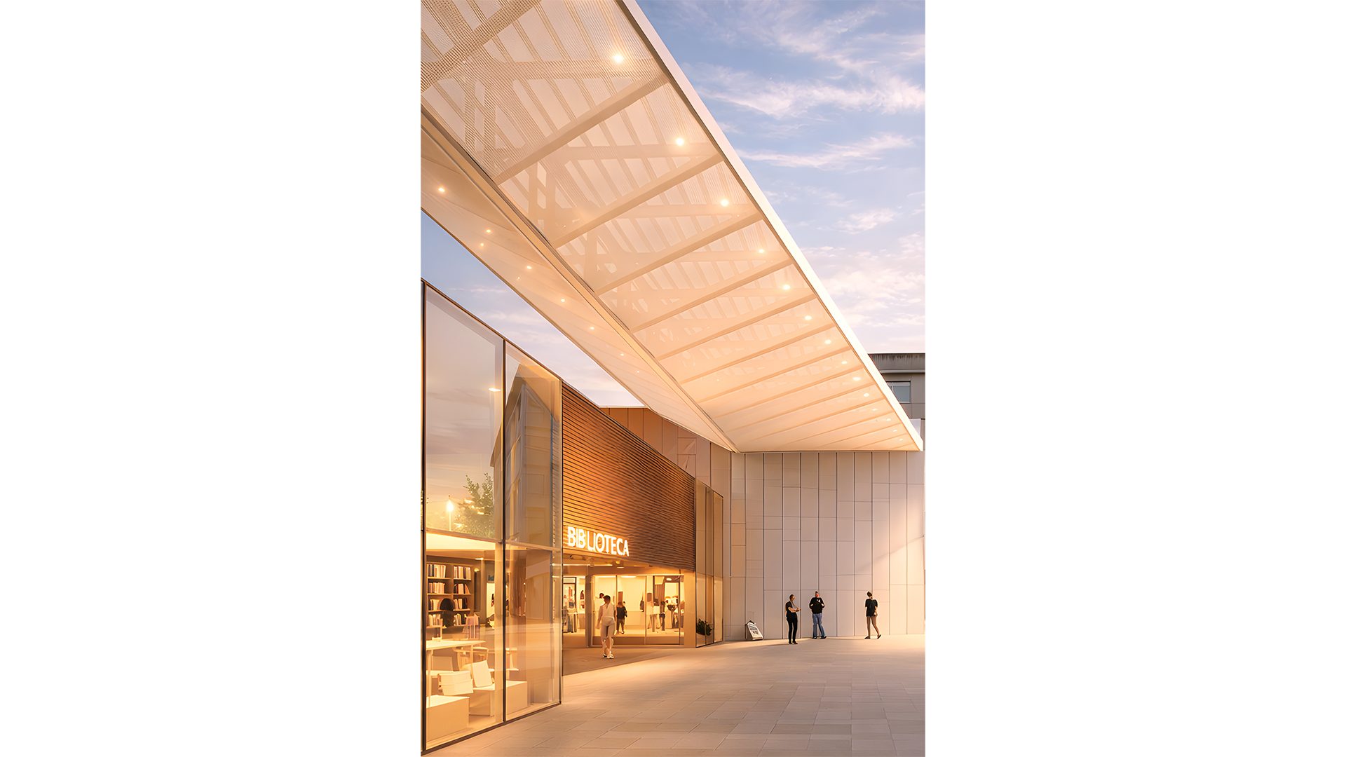 PONTEAREAS_EXTERIOR_BIBLIOTECA_CULTURAL_NOCTURNA_ARQUITECTURA