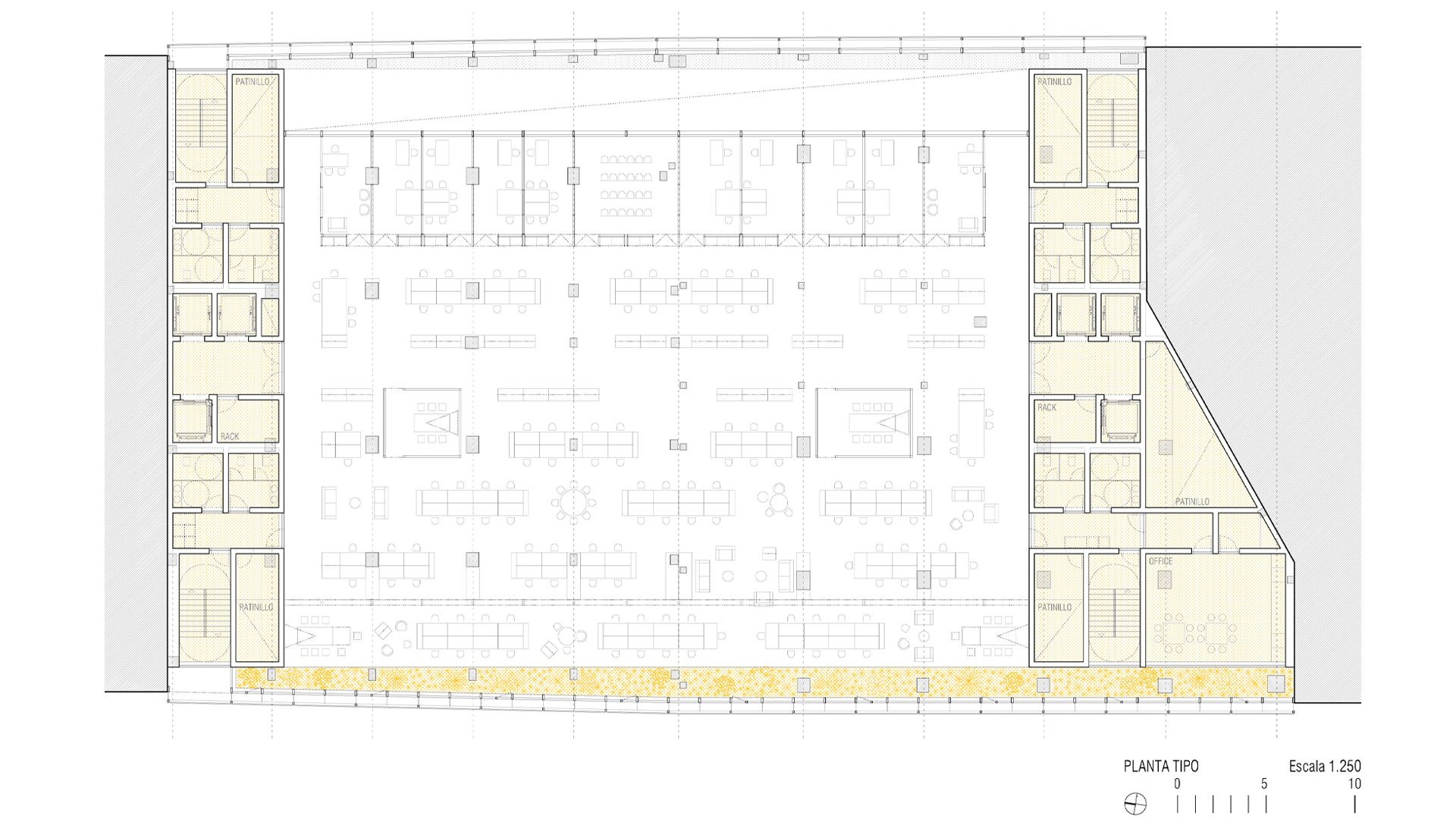 arquitectura-dibujo-planta-tipo-rehabilitación-historico-oficinas-passivhaus-leed-ais-paseo-castellana-106-108-madrid-sostenibilidad