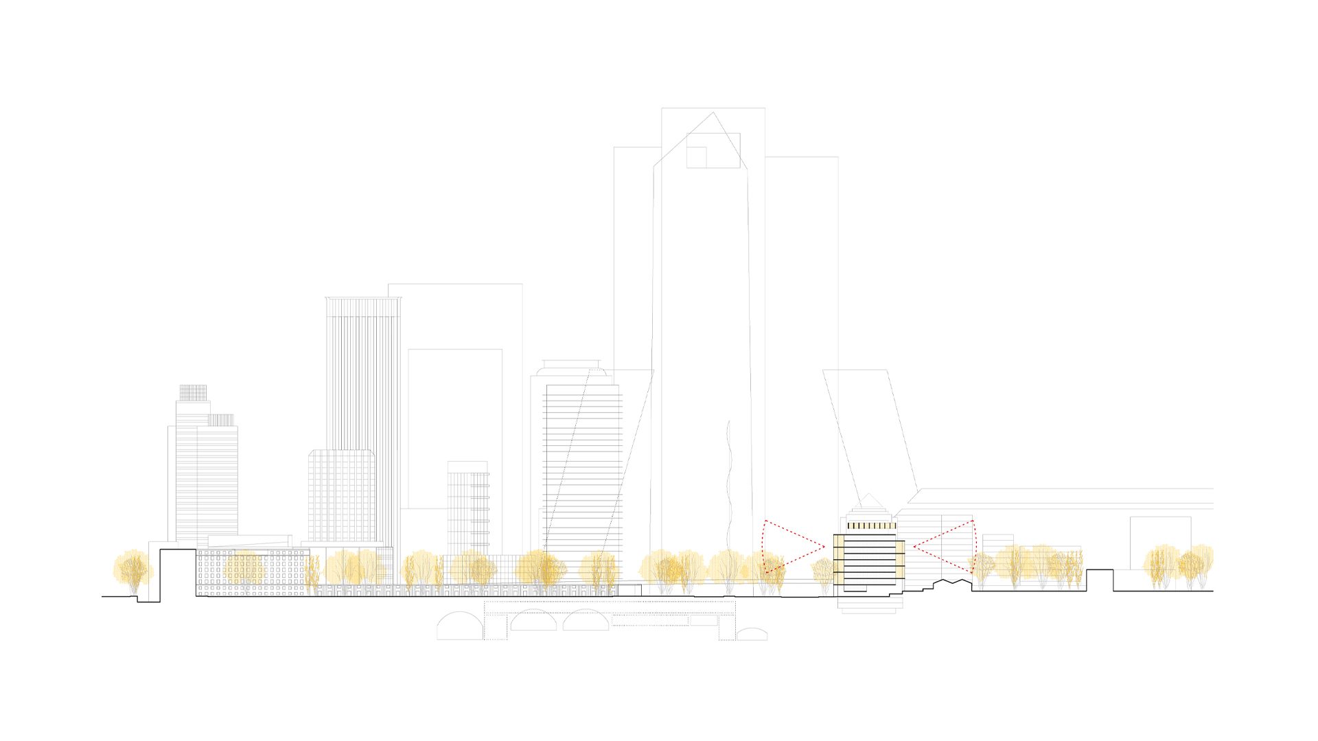 arquitectura-dibujo-sección-urbana-rehabilitación-historico-oficinas-passivhaus-leed-ais-paseo-castellana-106-108-madrid-sostenibilidad